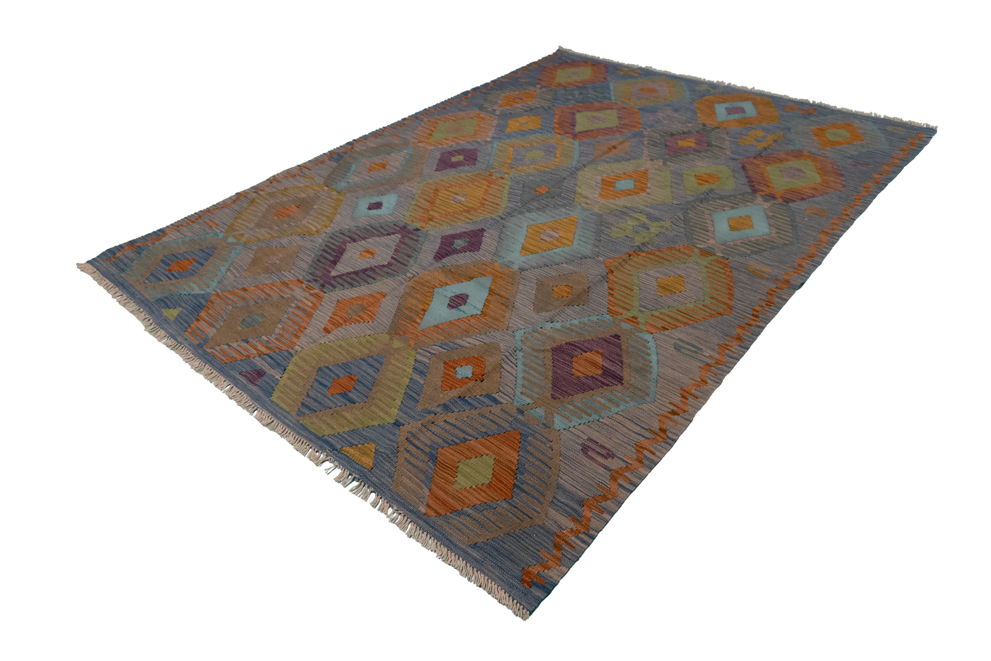 W 5.8 L 8.1 Kilim 100% Wool Hand-Woven All-Over Design - 63954