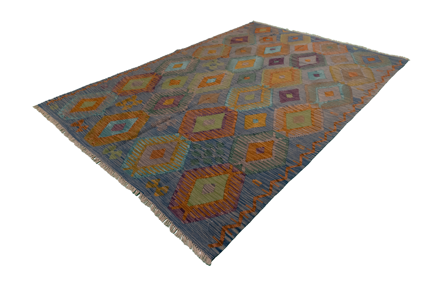 W 5.8 L 8.1 Kilim 100% Wool Hand-Woven All-Over Design - 63954