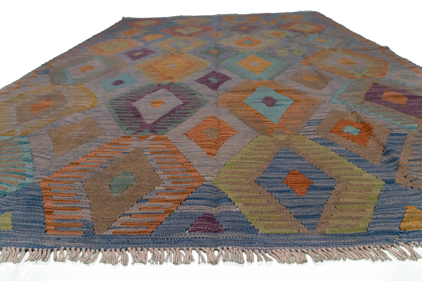 W 5.8 L 8.1 Kilim 100% Wool Hand-Woven All-Over Design - 63954