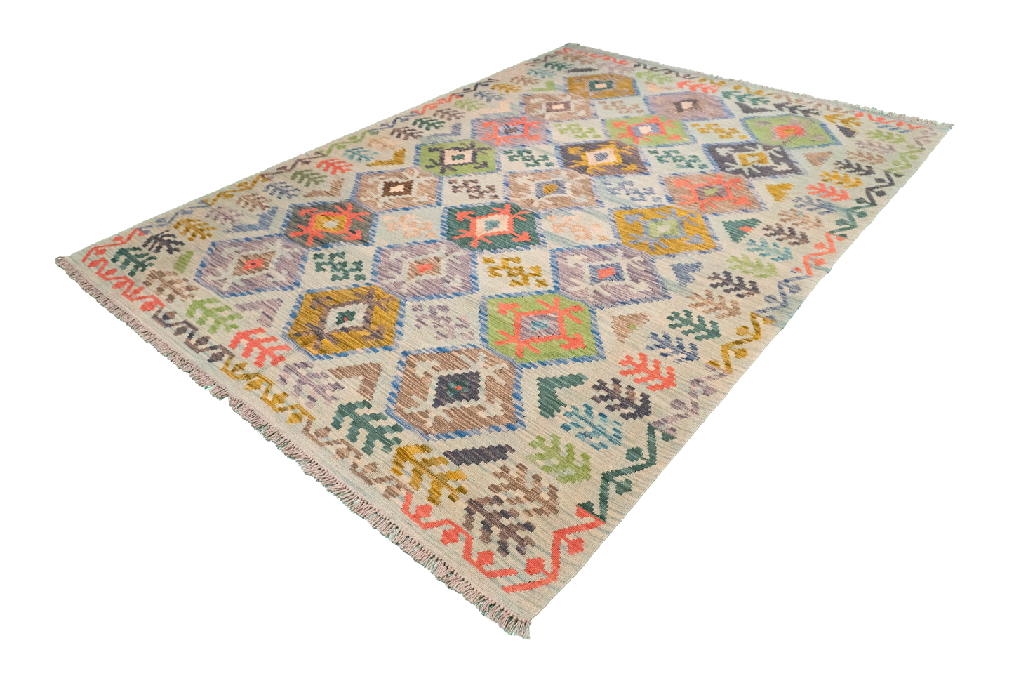 W 5.11 L 8.3 Kilim 100% Wool Hand-Woven All-Over Design - 63956