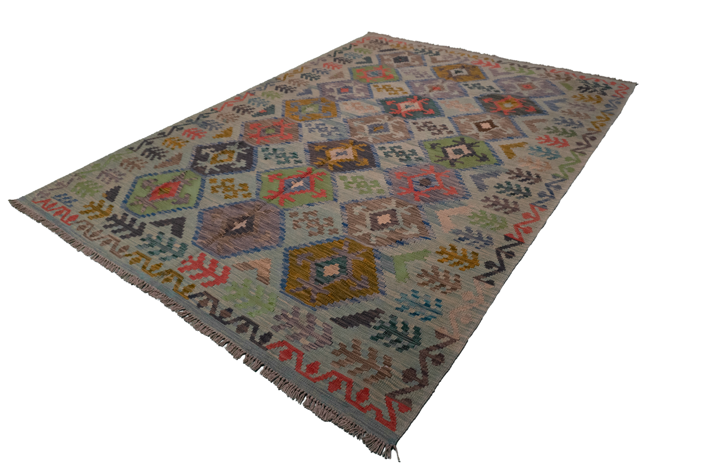 W 5.11 L 8.3 Kilim 100% Wool Hand-Woven All-Over Design - 63956