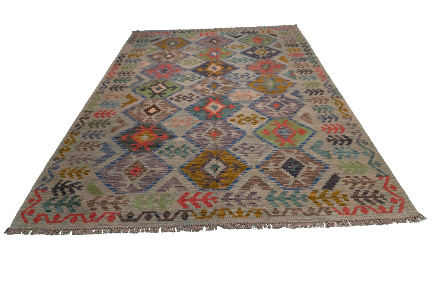 W 5.11 L 8.3 Kilim 100% Wool Hand-Woven All-Over Design - 63956