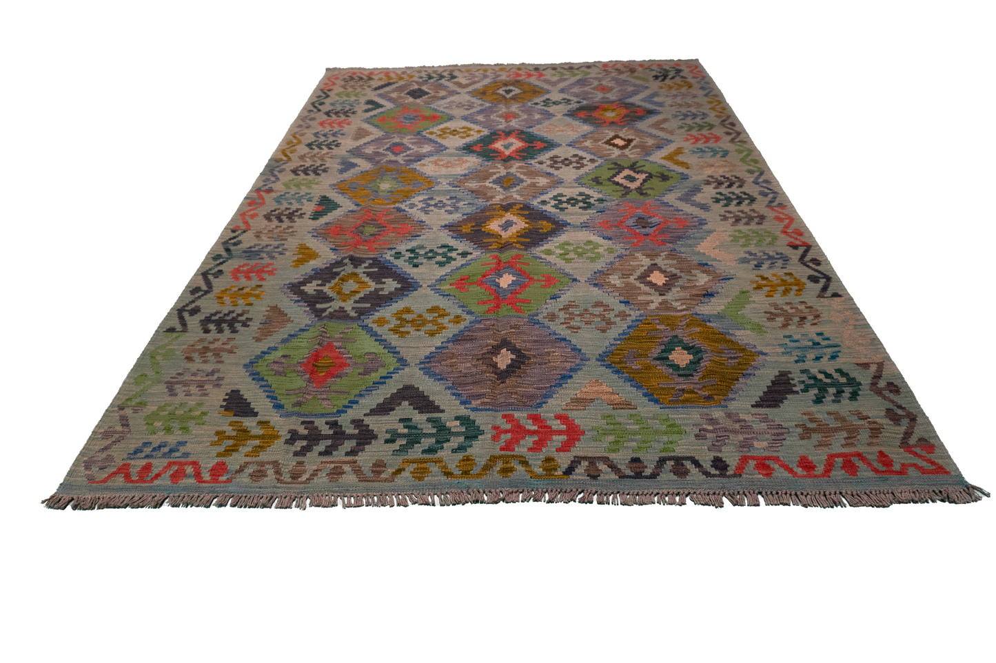 W 5.11 L 8.3 Kilim 100% Wool Hand-Woven All-Over Design - 63956