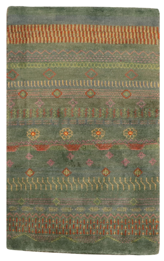 W 2 L 3 Gabbeh 100% Wool Handmade All Over Design - 63988
