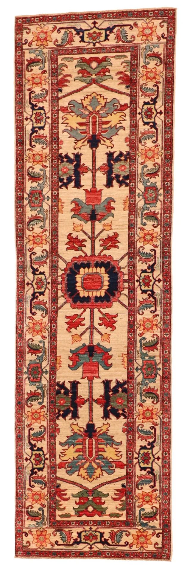 W 2.10 L 9.8 Serapie Runner 100% Wool Hand-Woven All Over Design - 64189