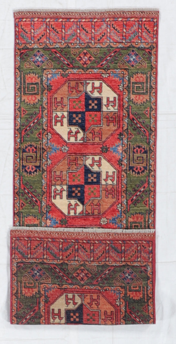 W 2.5 L 7 Turkaman Runner 100% Wool Handmade All Over Design - 64210