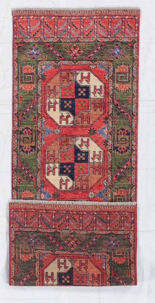 W 2.5 L 7 Turkaman Runner 100% Wool Handmade All Over Design - 64210