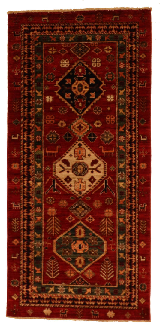W 2.9 L 6 Lori Runner 100% Wool Hand-Woven All Over Design - 64212