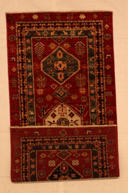 W 2.9 L 6 Lori Runner 100% Wool Hand-Woven All Over Design - 64212