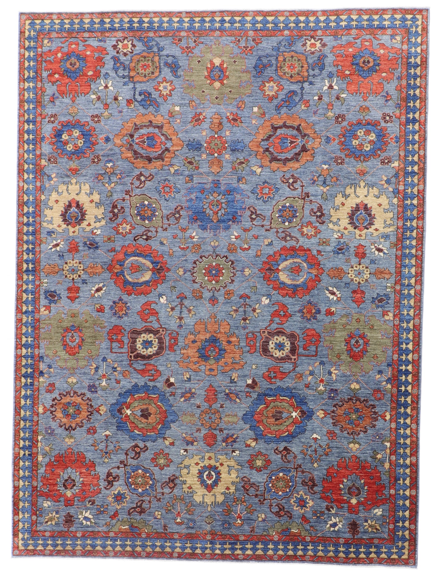 W 9 L 12 Ziegler 100% Wool Hand-Woven All Over Design - 64248