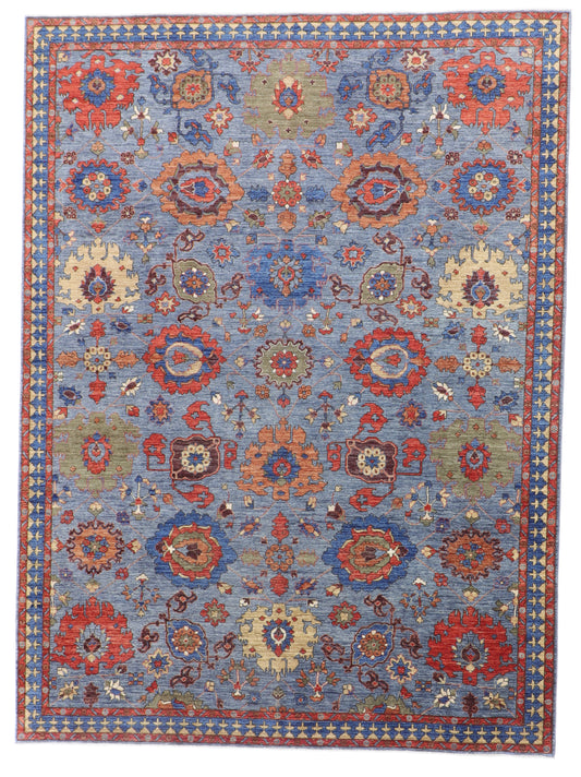 W 9 L 12 Ziegler 100% Wool Hand-Woven All Over Design - 64248