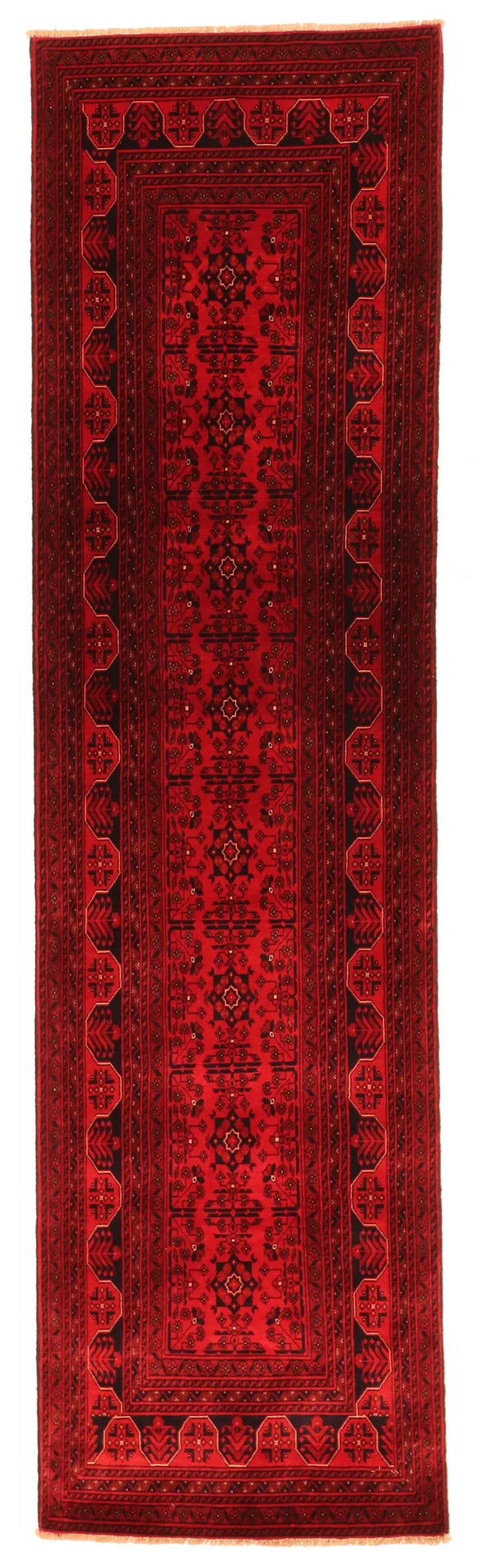 W 2.9 L 10.1 Khan Mohamadie Runner 100% Wool Hand-Woven All Over Design - 64255
