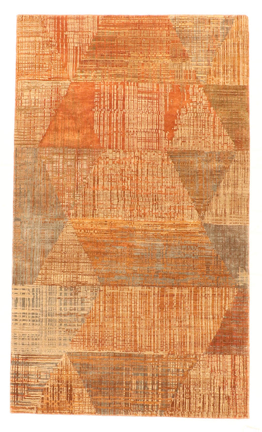3x5 - Modern Fine/Silk/Wool All Over Rectangle - Hand Knotted Rug