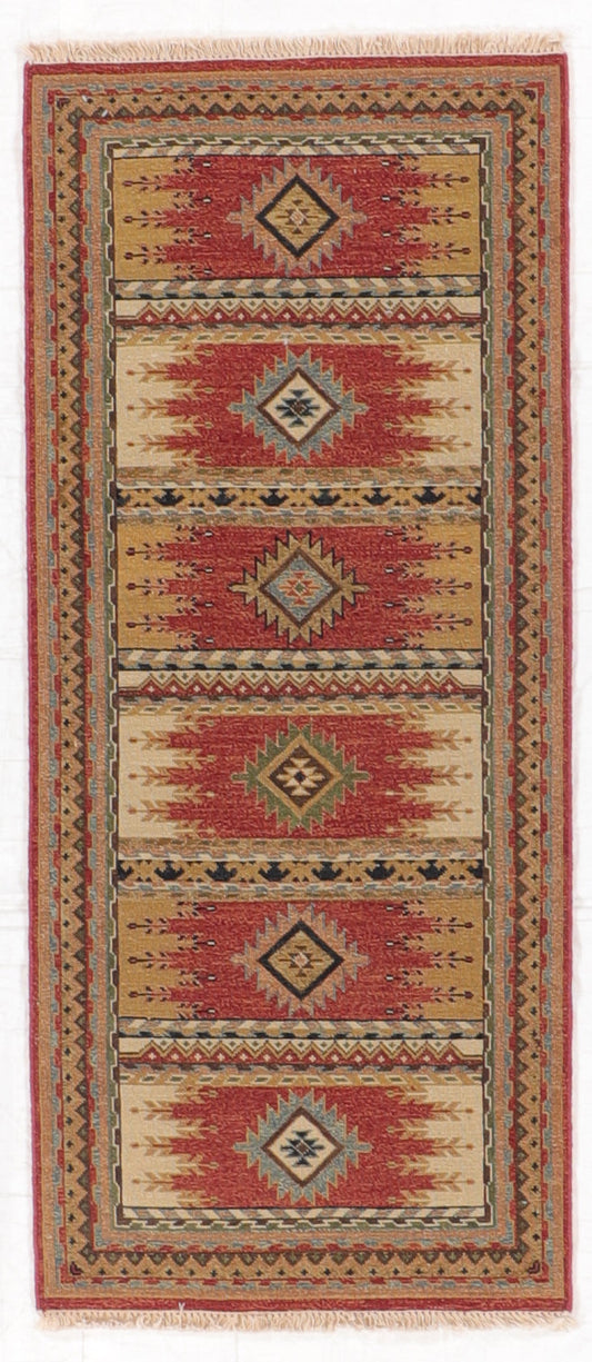 2.7 x 5.11 Runner - Karajeh Wool Geometric Rectangle - Hand Knotted Rug