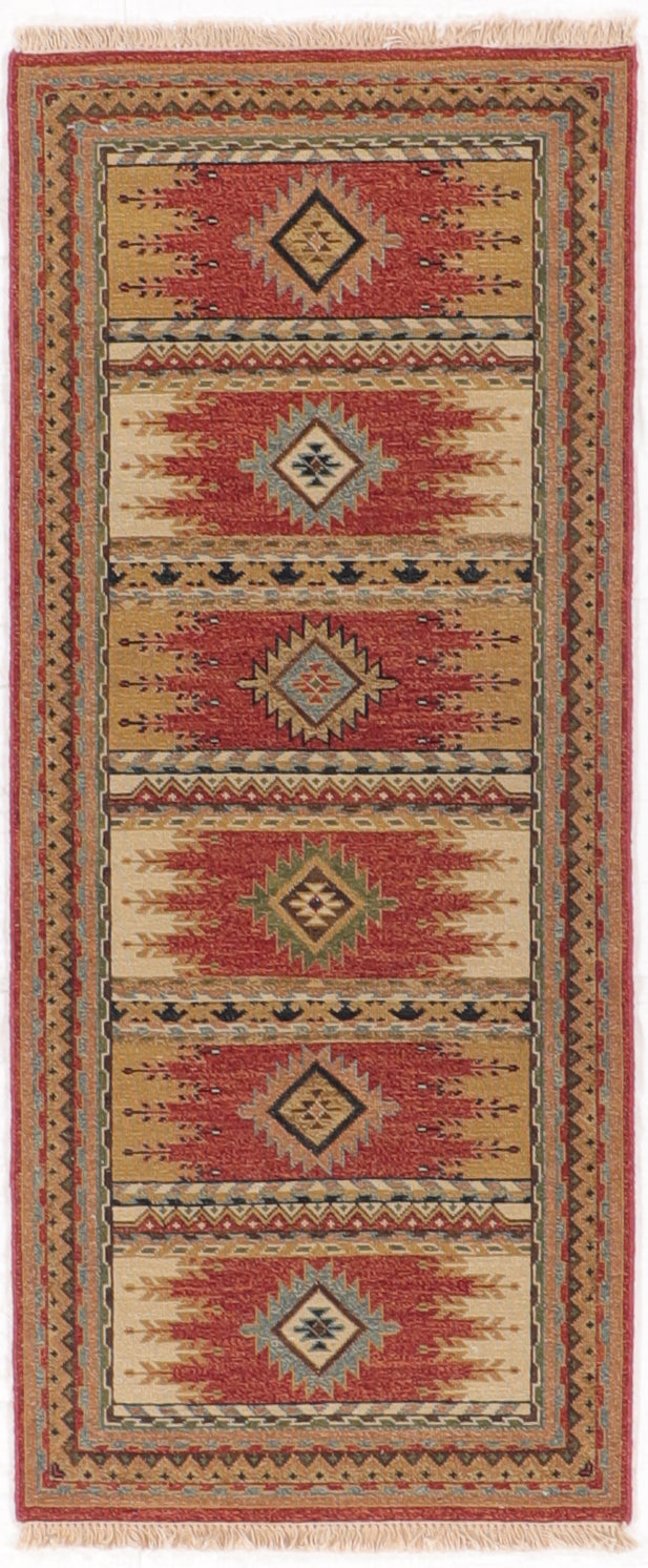 2.6x5.11 Runner - Karajeh Wool Geometric Rectangle - Hand Knotted Rug