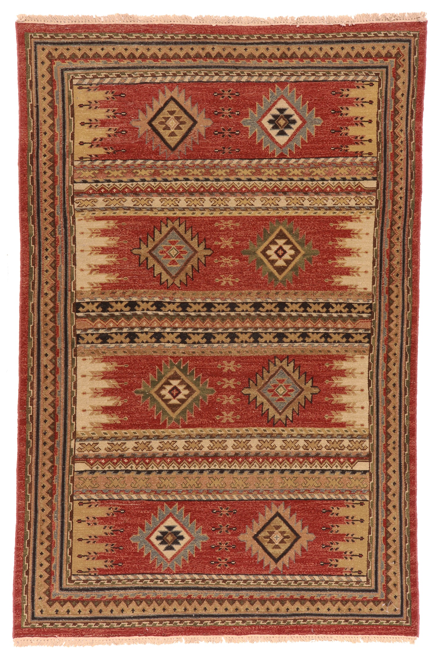 3x5 - Karajeh Fine/Wool Geometric Rectangle - Hand Knotted Rug