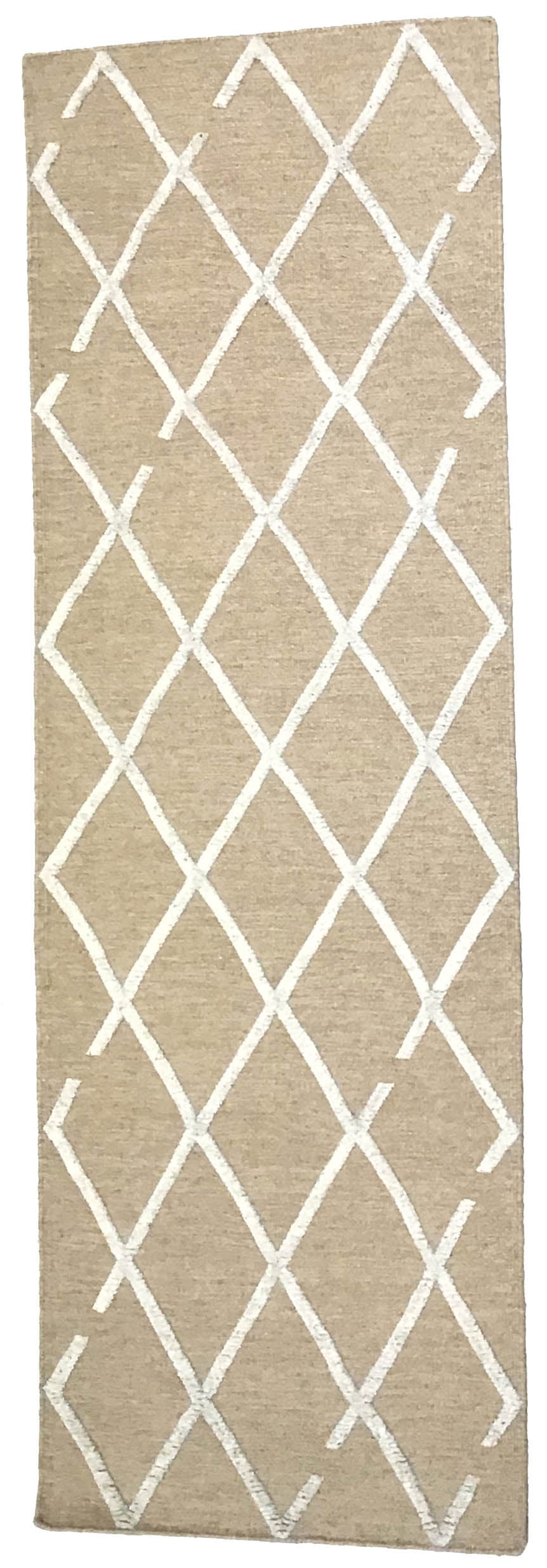 W 2.7 L 8.5 Modern Runner Wool And Silk Blend Hand-Woven All Over Design - 64652