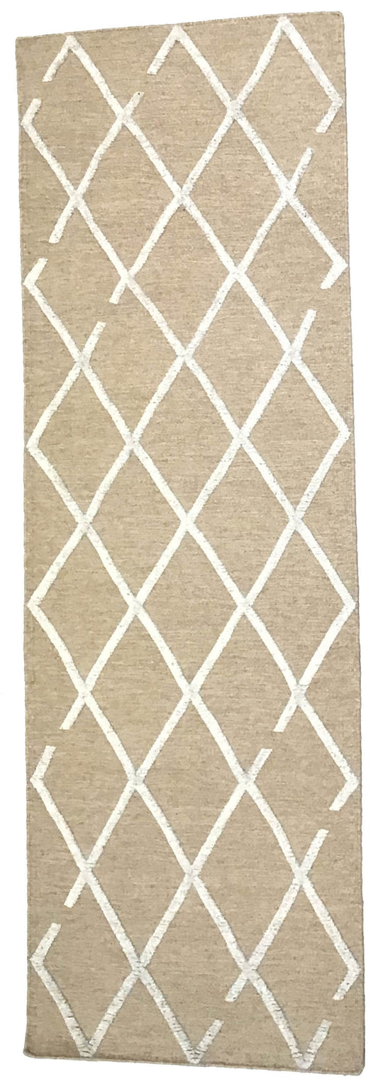 W 2.7 L 8.5 Modern Runner Wool And Silk Blend Hand-Woven All Over Design - 64652