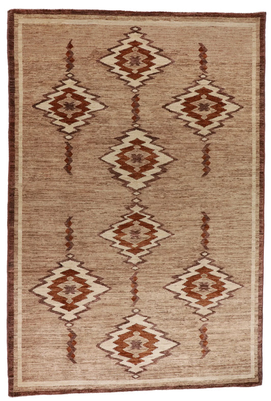 W 6.7 L 9.10 Mountain Modern 100% Wool Hand-Woven All Over Design - 64658