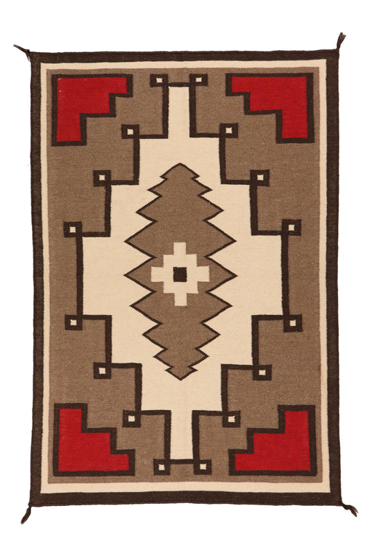 4x6 - Navajo Fine/Wool Geometric Rectangle - Hand Knotted Rug