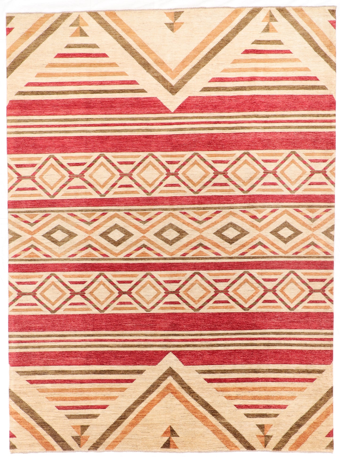 W 9 L 12.2 Mountain Modern 100% Wool Hand-Woven All Over Design - 64937