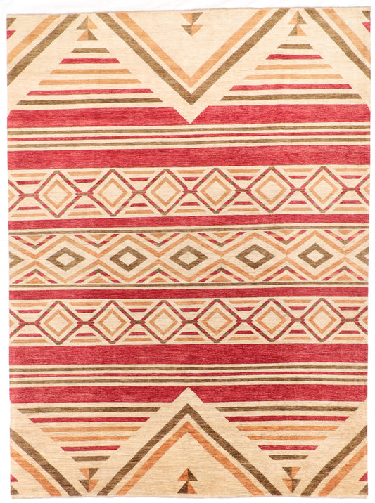 W 9 L 12.2 Mountain Modern 100% Wool Hand-Woven All Over Design - 64937