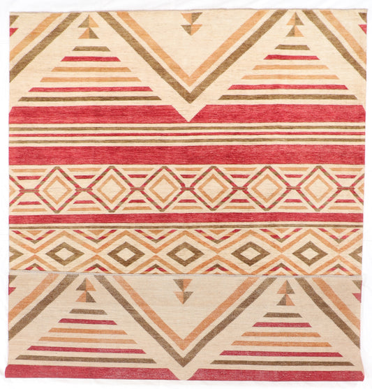 W 9 L 12.2 Mountain Modern 100% Wool Hand-Woven All Over Design - 64937