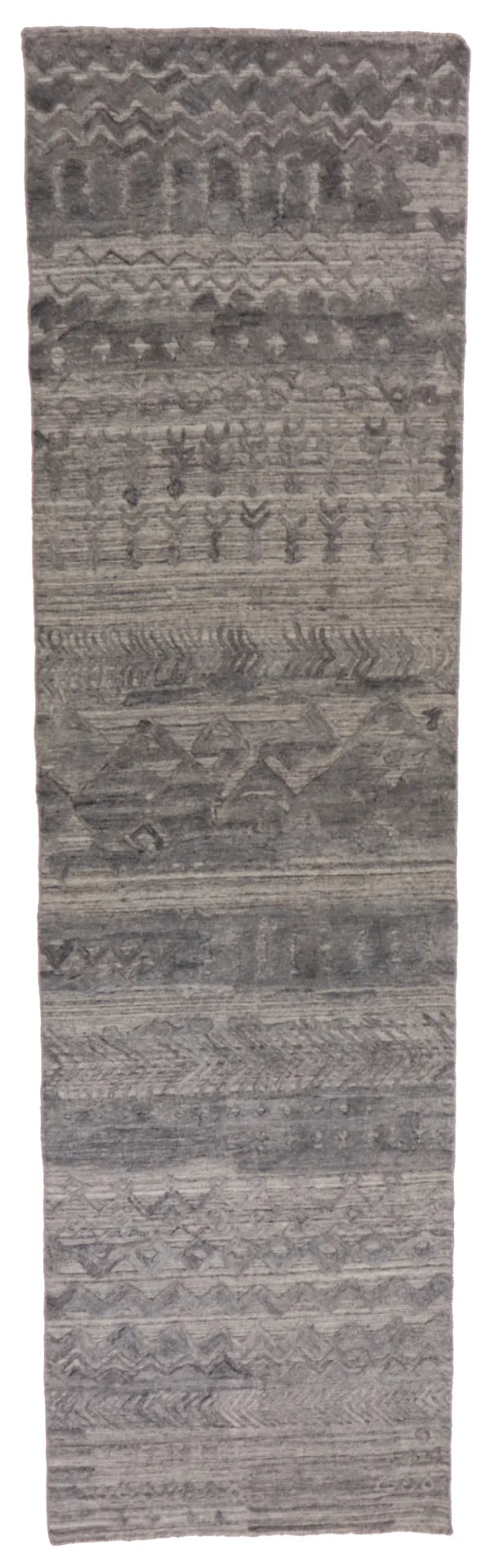 W 2.9 - L 9.11 - Modern Fine/Wool All Over Rectangle - Finest Hand-Knotted Quality Wool - 64944