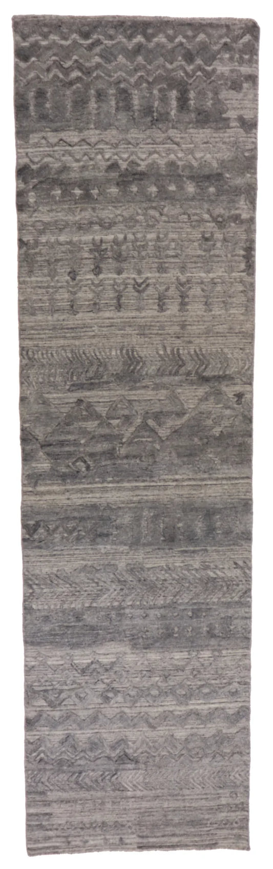 W 2.9 - L 9.11 - Modern Fine/Wool All Over Rectangle - Finest Hand-Knotted Quality Wool - 64944