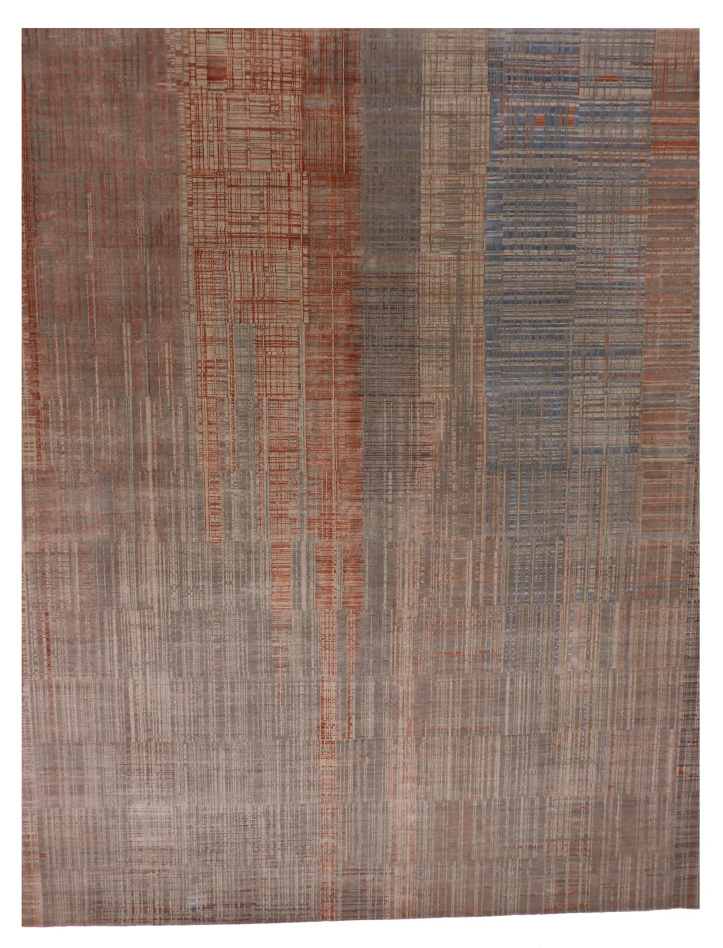 W 8 - L 10 - Modern Wool/Silk Contemporary Rectangle - Finest Hand-Knotted Quality Wool - 64997