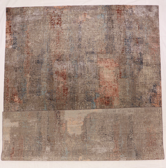 W 9 L 12 Modern Silk And Wool Blend Hand-Woven All Over Design - 64998