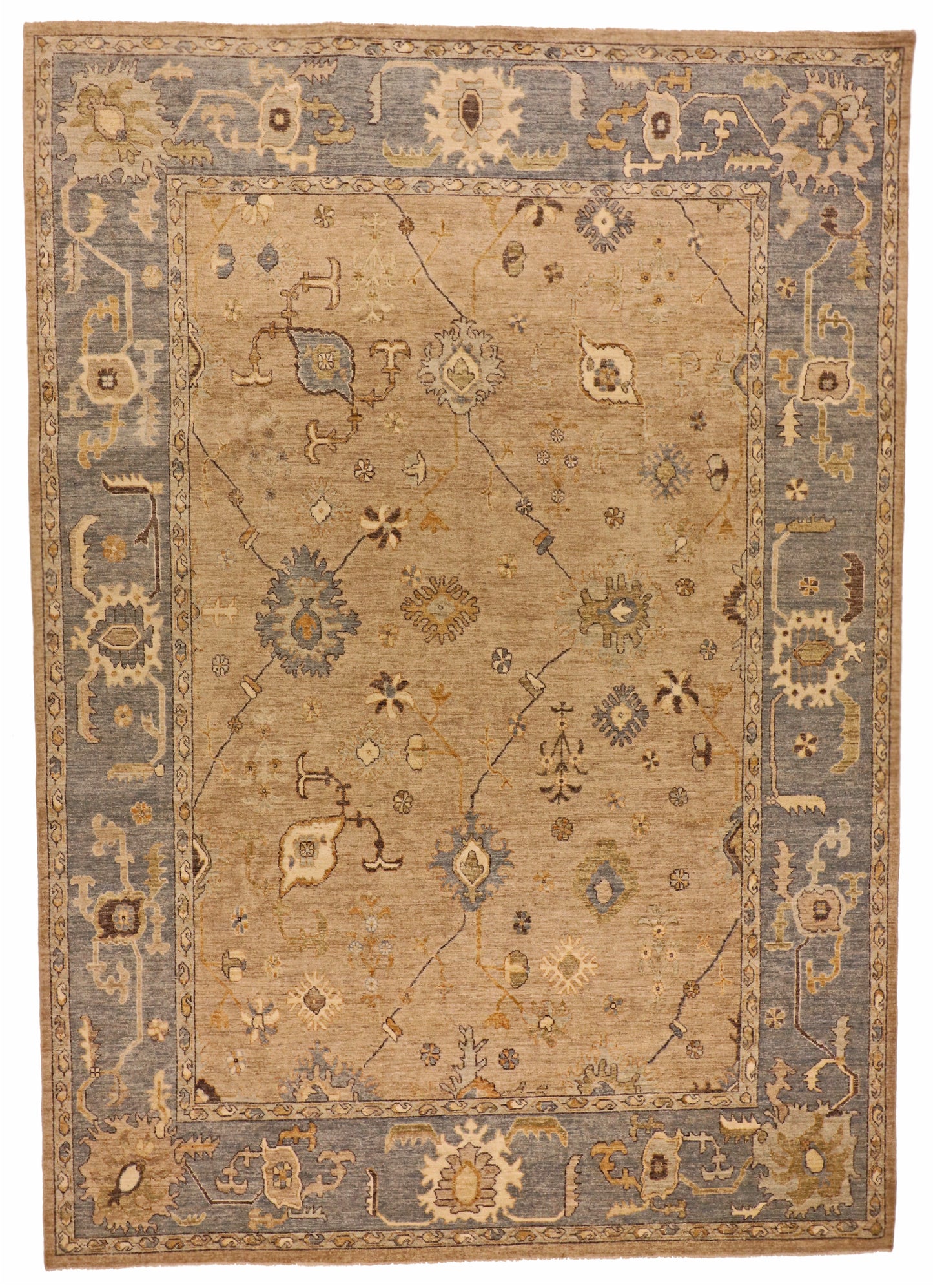 W 8.7 L 12 Oushak 100% Wool Hand-Woven All Over Design - 65067