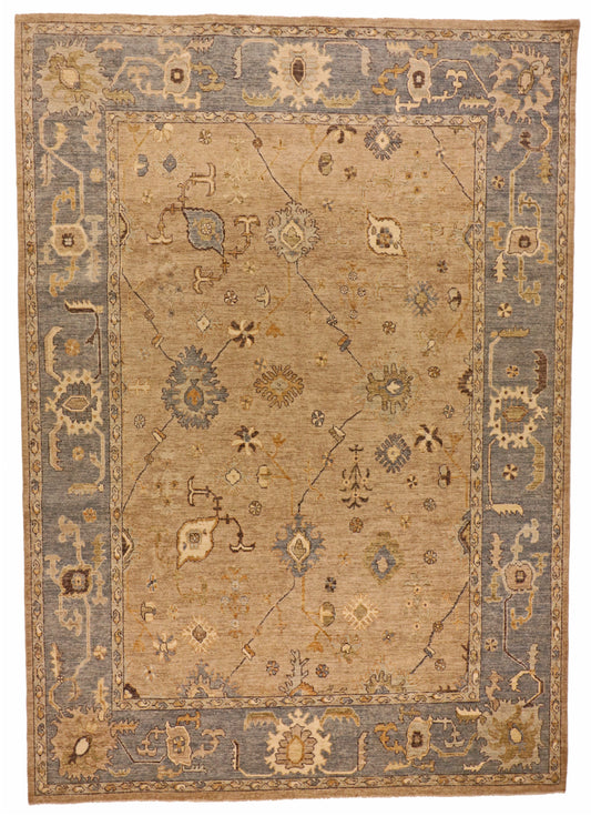 W 8.7 L 12 Oushak 100% Wool Hand-Woven All Over Design - 65067
