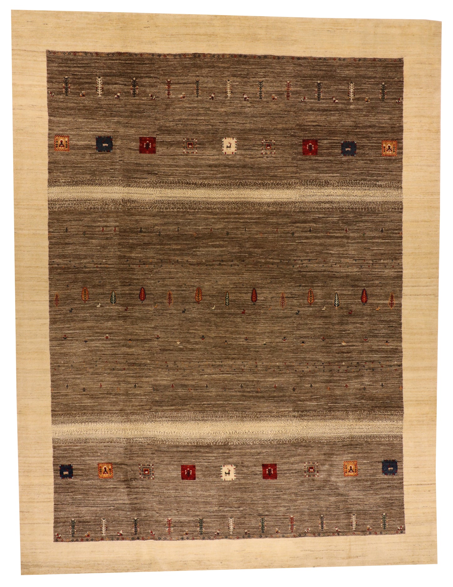 W 9.10 L 13 Gabbeh 100% Wool Hand-Woven All Over Design - 65226