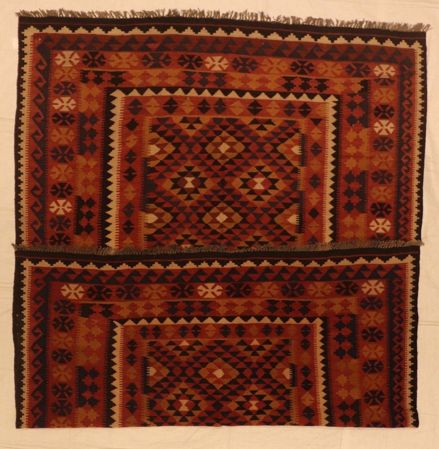 7x10 - Kilim Wool Geometric Rectangle - Hand Knotted Rug