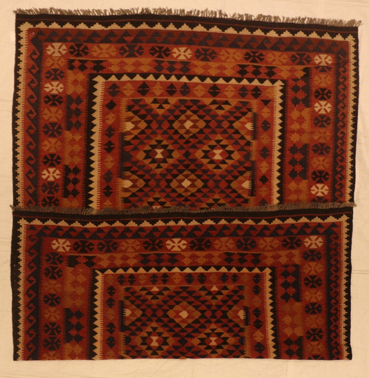 7x10 - Kilim Wool Geometric Rectangle - Hand Knotted Rug