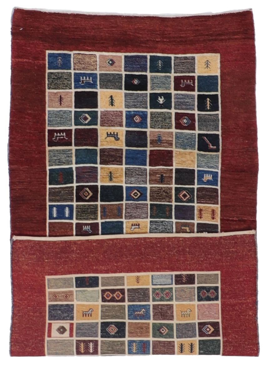 W 3.4 L 6.5 Gabbeh 100% Wool Hand-Woven All Over Design - 65307