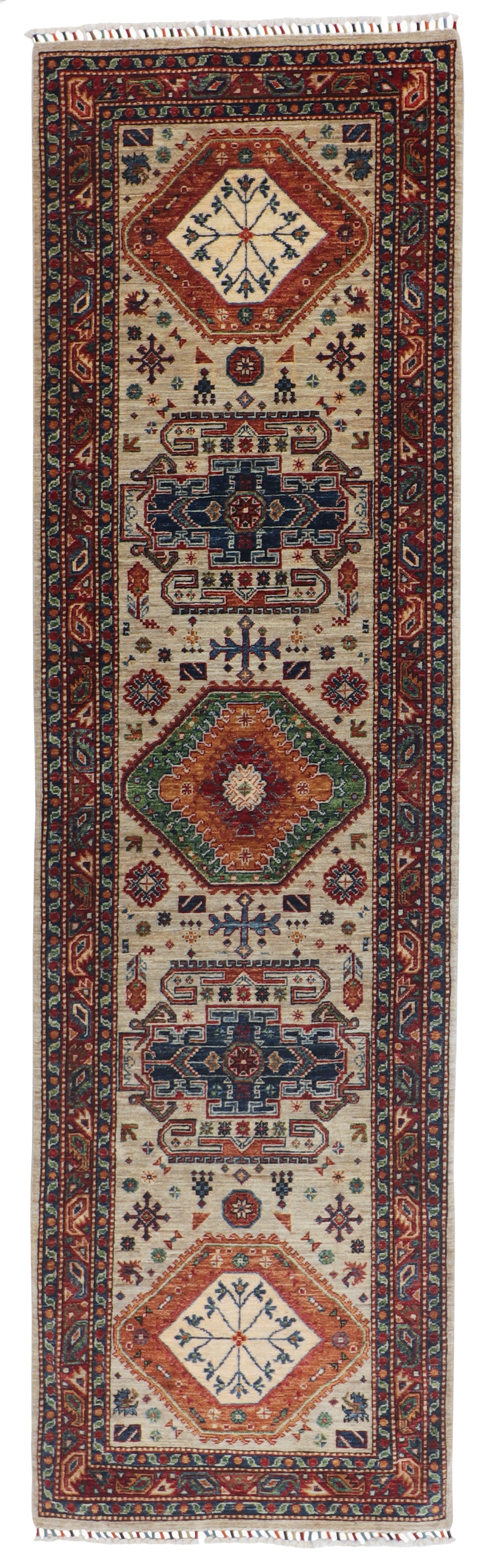 W 2.9 L 9.8 Heriz Runner 100% Wool Hand-Woven All Over Design - 65336