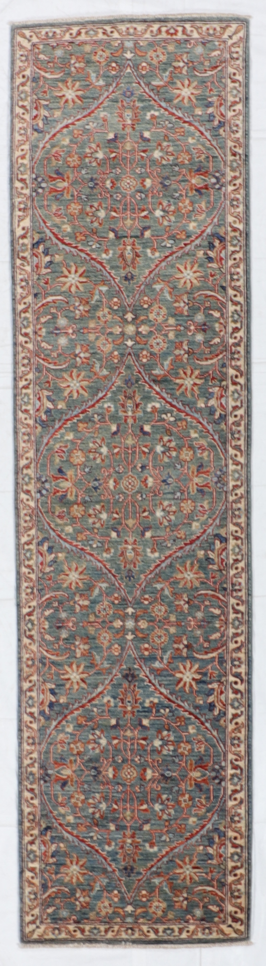 W 2.6 L 10 Sarouk Runner 100% Wool Hand-Woven All Over Design - 65368