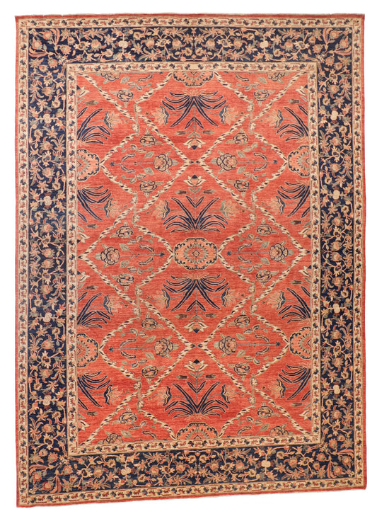 W 10 - L 13.8 - Mahal Wool Traditional Rectangle - Finest Hand-Knotted Quality Wool - 65406