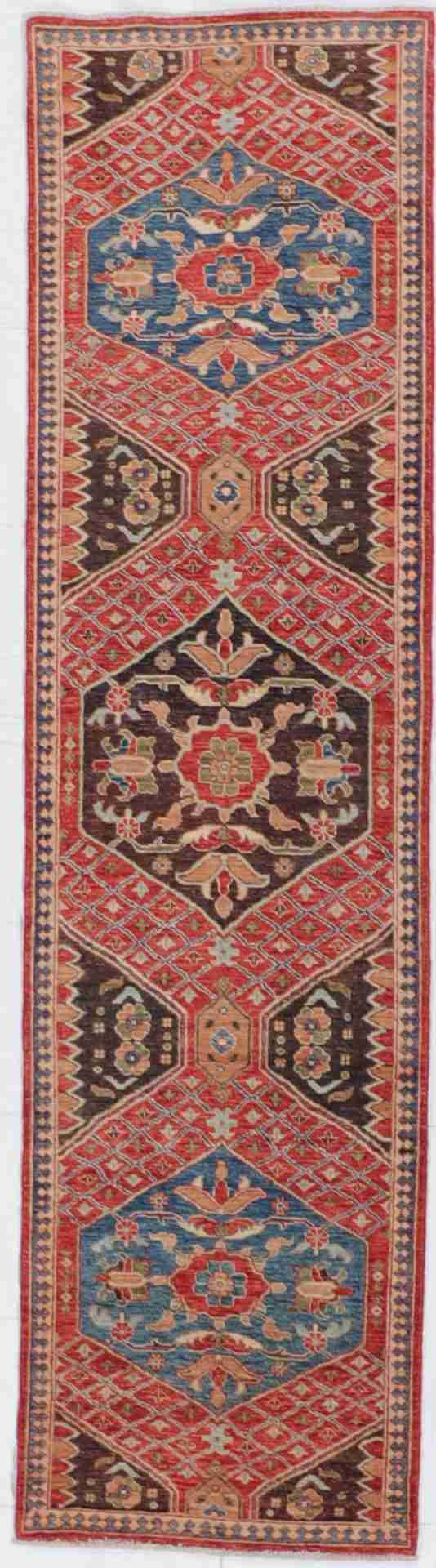 W 2.6 L 9.7 Karajeh Runner 100% Wool Hand-Woven All Over Design - 65409