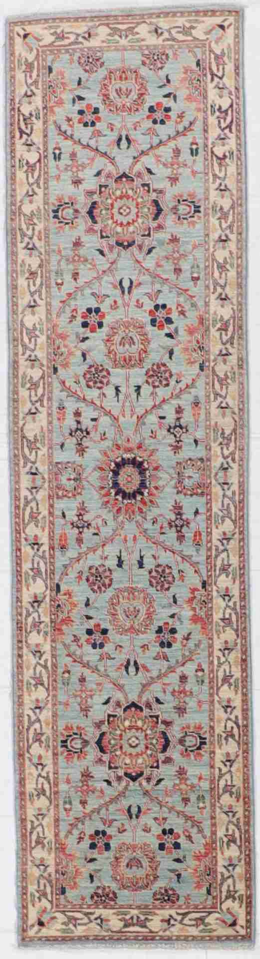W 2.5 L 9.4 Mahal Runner 100% Wool Hand-Woven All Over Design - 65415