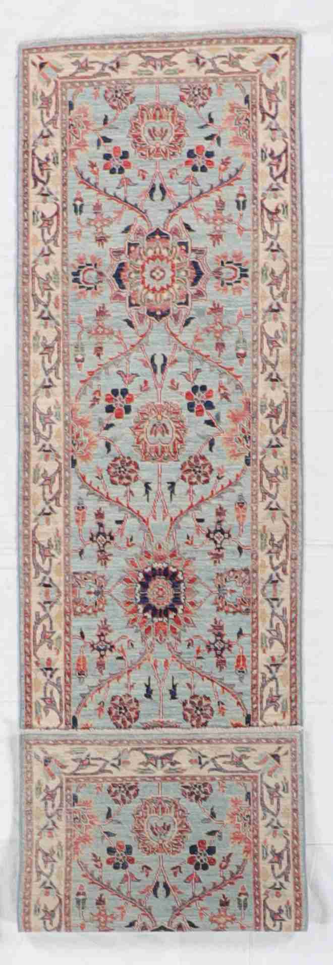 W 2.5 L 9.4 Mahal Runner 100% Wool Hand-Woven All Over Design - 65415