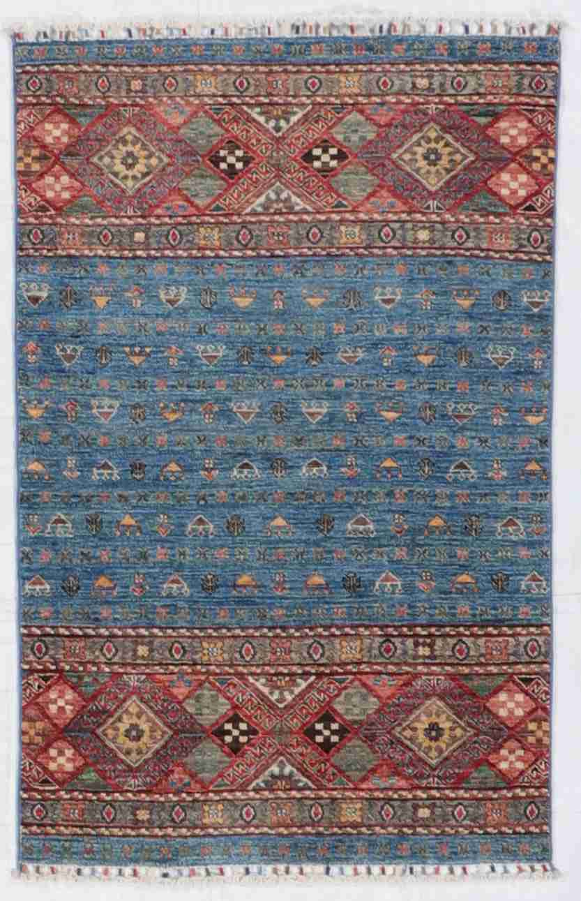 W 3.3 L 5 Baluch 100% Wool Handmade All Over Design - 65584