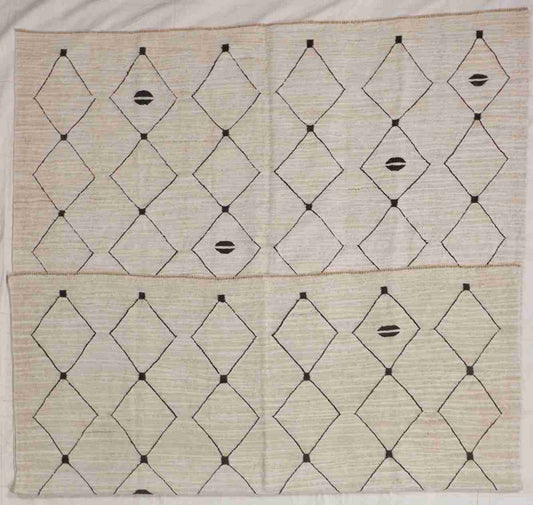 W 7.10 - L 10.8 - Modern Wool Contemporary Rectangle - Finest Hand-Knotted Quality Wool - 65737