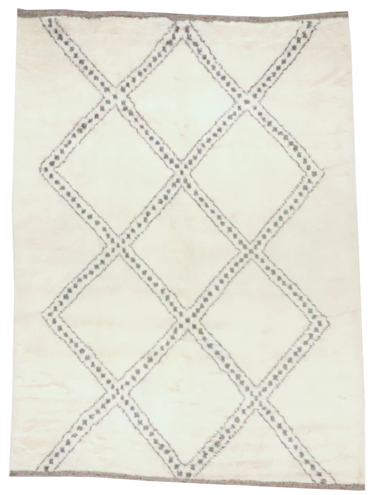 W 8.2 - L 10.7 - Moroccan Wool Contemporary Rectangle - Finest Hand-Knotted Quality Wool - 65971