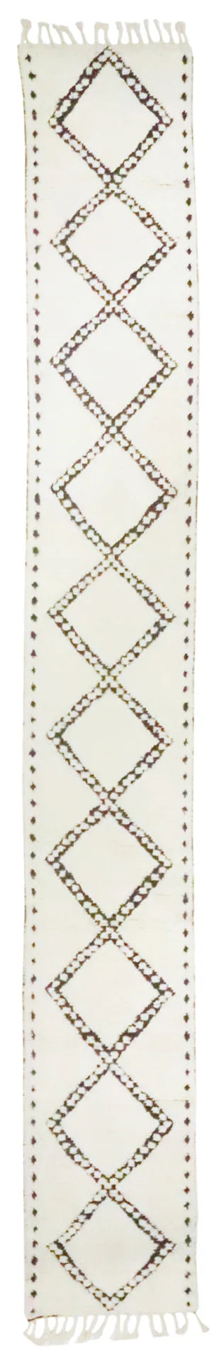 W 2.8 L 9.10 Moroccan Runner 100% Wool Hand-Woven All Over Design - 65989