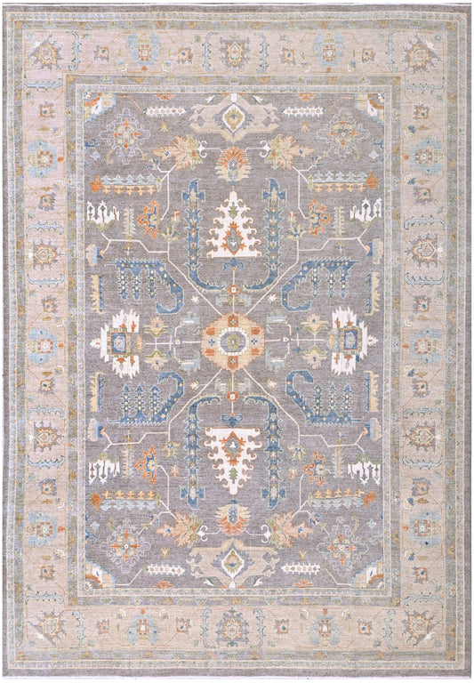 W 9.1 L 11.11 Oushak 100% Wool Hand-Woven All Over Design - 66010