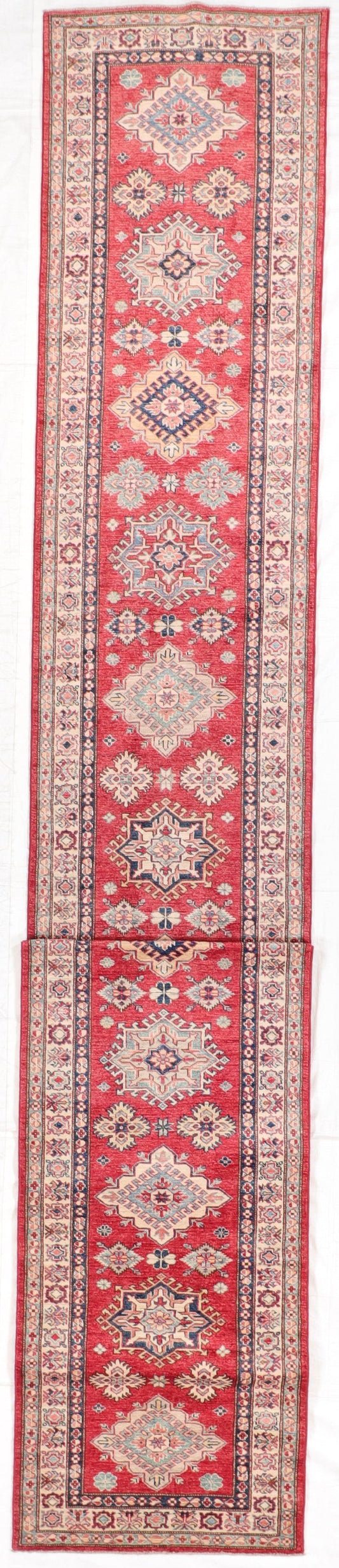 Runner - Karajeh Wool Geometric Rectangle - Hand Knotted Rug