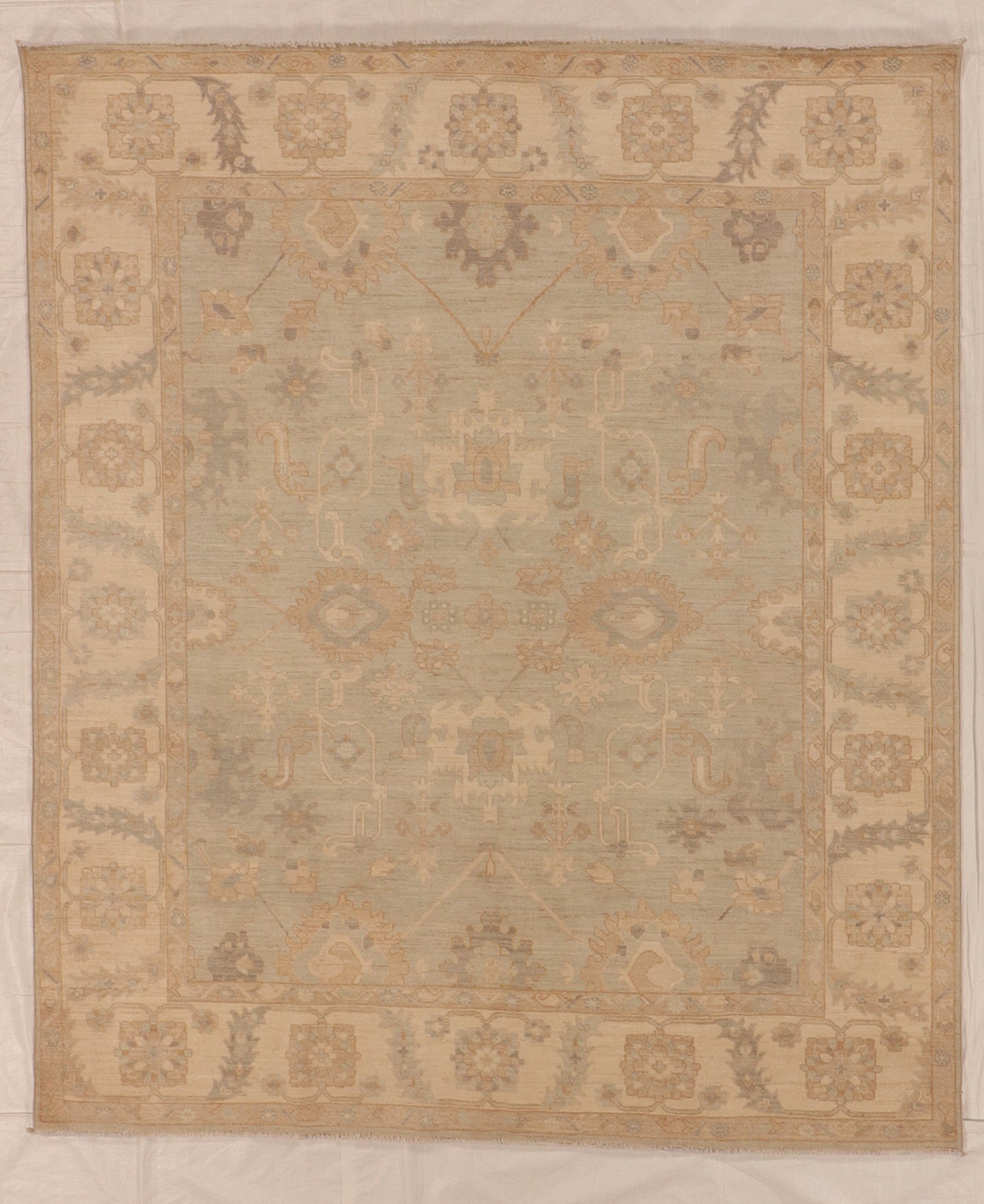 W 8.1 L 9.7 Silky Oushak 100% Wool Handmade All Over Design - 66170